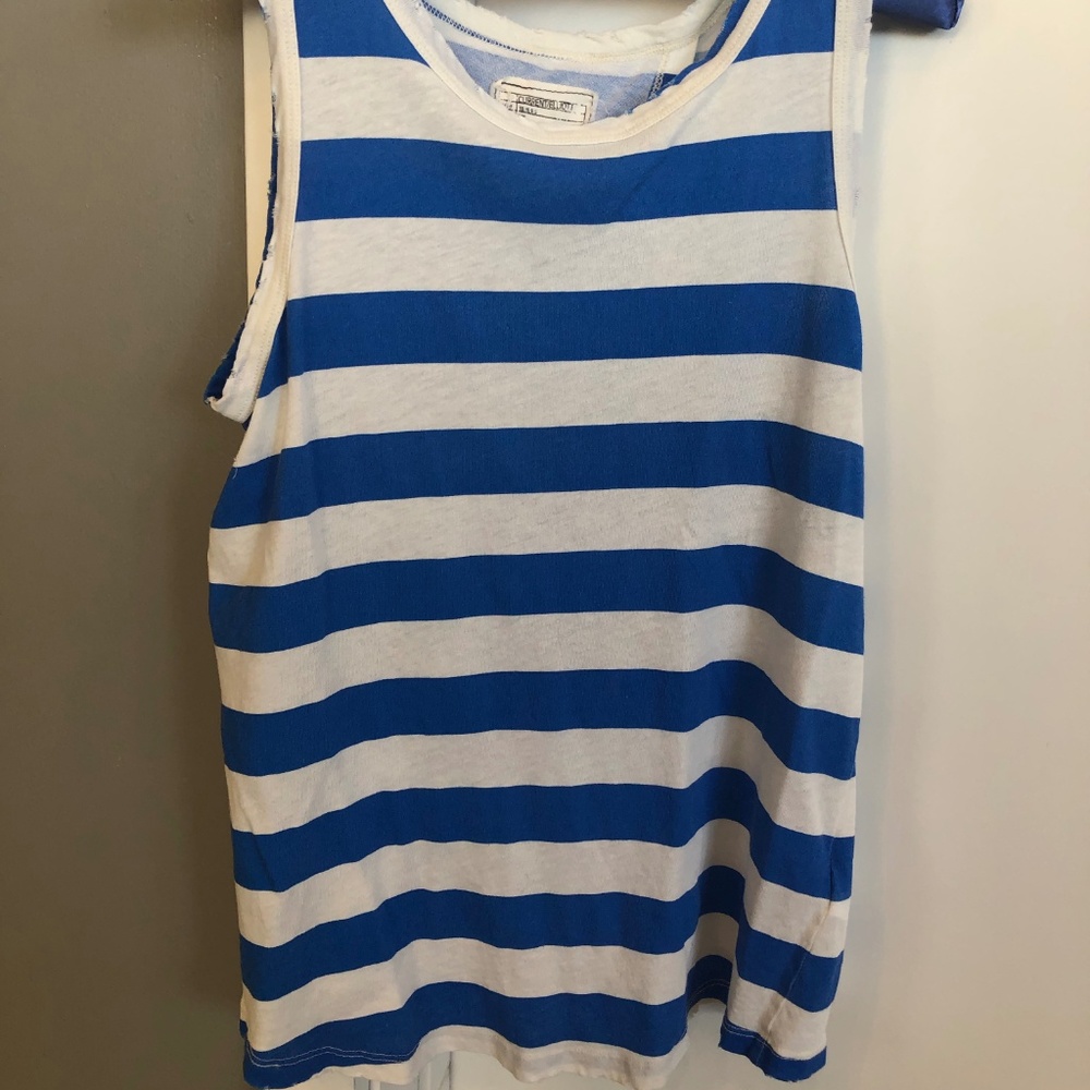 Current/Elliott   Split-Back Muscle Tee Tank, Blue